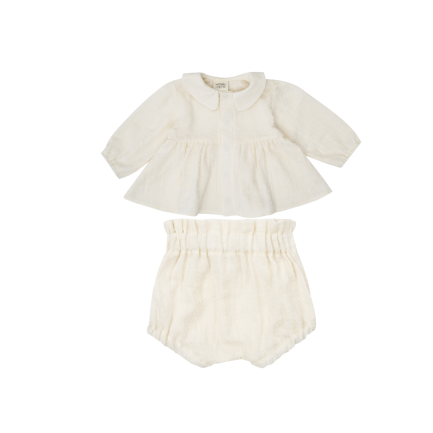 MUSLIN PLUMETIS LONGSLEEVE BLOUSE WITH BLOOMERS - GOTS - SS25