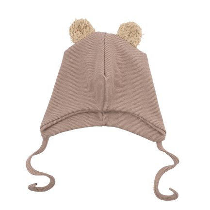 HAT WITH PLUSH TEDDY EARS 2X1 RIB - GOTS - AW25