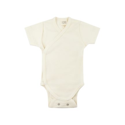 MERINO WOOL/SILK SHORTSLEEVE WRAP BODYSUIT