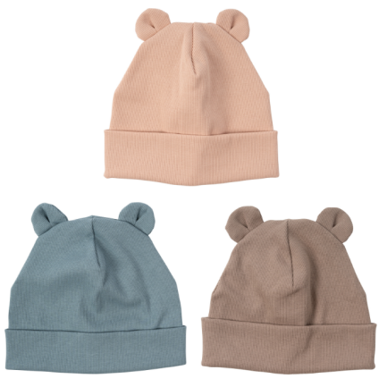 BEANIE WITH TEDDY EARS 2x1 RIB - GOTS - SS26